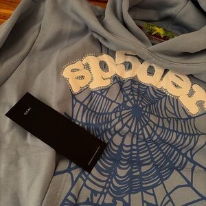 Sp5der hoodie sky blue size medium